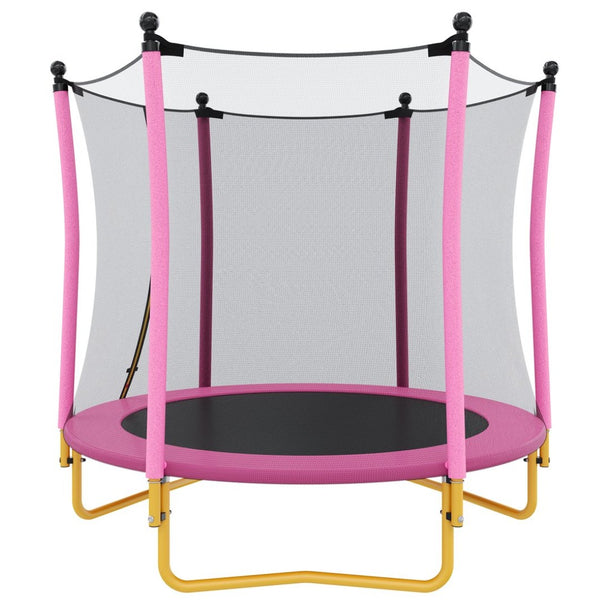 English Elm [without Basketball Hoop] 5.5 Ft Kids Trampoline with Safety Net and Foam Padded Poles Pink N739P443065H