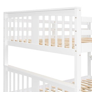 English Elm Full Over Bunk Bed with Twin Trundle Solid Pine Frame Gray Convertible LT100204AAK-1