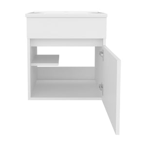 English Elm Bathroom Compact Vanity with Sink and Single Door Cabinet, Engineered Wood, Modern Minimalist Design White 23.23 L x 23.23 W x 11.81 H B097P350309