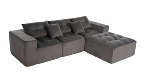 English Elm 101" Modular Cloud Sectional Corduroy Upholstered Sofa Reversible Chaise Living Room Gray W1170S00056