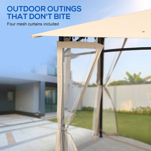 English Elm Outsunny 10' X 12' Double Roof Patio Gazebo With Mesh Netting, Durable Metal Frame For Outdoor Comfort W2225P174165-GIGA