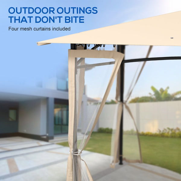 English Elm Outsunny 10' X 12' Double Roof Patio Gazebo With Mesh Netting, Durable Metal Frame For Outdoor Comfort W2225P174165-GIGA