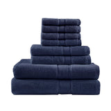 Madison Park Signature 100% Cotton Bath 8 Piece Set MPS73-540 Dark Navy