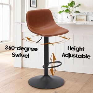 English Elm Adjustable Swivel Barstools Set of 2 Pu Leather Industrial Mid-century Kitchen Island Seating Brown T3623P430802