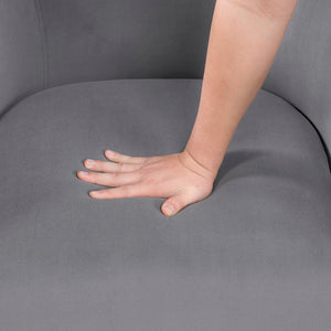 English Elm 1pc Swivel Chair with Velvet Upholstery and Solid Wood Base, Diamond-Stitched Back, Comfortable Lounge Seat Gray 29.5 L x 28.5 W x 19 H B011P287559