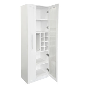 English Elm Kitchen Pantry Cabinet - Versatile Pull-Out Storage Shelf With Glass Doors For Farmhouse Charm & Organization W331S00189