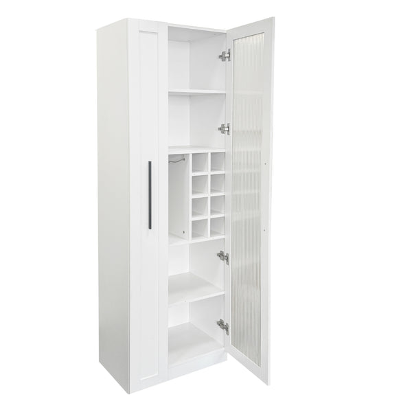 English Elm Kitchen Pantry Cabinet - Versatile Pull-Out Storage Shelf With Glass Doors For Farmhouse Charm & Organization W331S00189