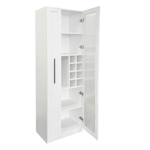 English Elm Kitchen pull-out pantry cabinet with 7-tier expandable shelves, smooth-glide organizers, farmhouse white storage solution for kitchen and dining rooms W331S00189 W331S00189