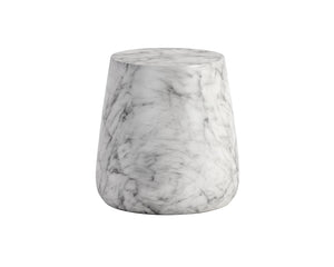 Sunpan Aries End Table - Stunning Metallic Accents with Industrial Grey Concrete for Indoor & Outdoor Use Marble Look / White
