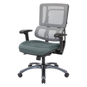 OSP Home Furnishings Vertical Mesh Back Ergonomic Manager Chair with Lumbar Support and Polished Base Titanium 99667T-2M