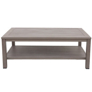 English Elm Aluminum Brama Rectangle Coffee Table, Multi-Color UV-Resistant Powder Coat, Sled Legs Planked Design B010P307154