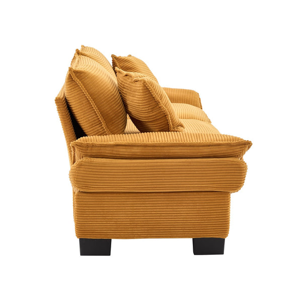 English Elm Corduroy Stylish Sleeper Sofa Loveseat with Dual-Layer Cushions & Two Support Pillows, Sturdy Frame Yellow W676P184141