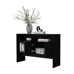English Elm Bylas Melamine Console Table with Two Doors & Three Open Shelves, Black 31.8"H x 47.2"W x 14"D B128P237129