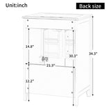 English Elm 24" Bathroom Vanity With Sink, Bathroom Vanity Cabinet With One Drawer and Doors, Solid Wood and Mdf, White