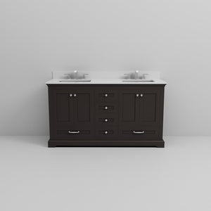 English Elm Espresso 60 Inch Double Bath Vanity Cultured Marble Top with Soft Close Storage B2731P258389