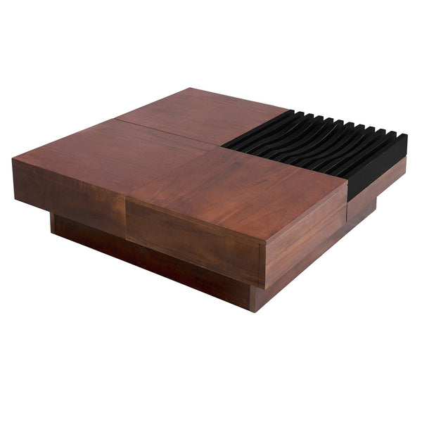 English Elm Christopher Knight Home® - ITALIAN Acacia Wood Retro Coffee Table with Storage Compartments, Brown & Black Midcentury Charm N770P270584B