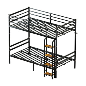 English Elm Bunk Bed Twin Over Heavy Duty Iron Frame with Guardrail for Teens and Adults W3752P464299