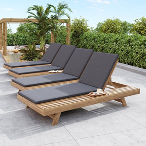 English Elm Lounge Chaise Outdoor Acacia Wood Slatted Frame with Water Resistant Cushion Resort Style Dark Gray,Light Brown N770P442L18G