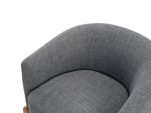 English Elm Style Barrel Accent Chair with Textured Fabric Upholstery, Solid Wood Legs, Foam-Pocket Coil Comfort and 300lb Capacity Gray 27 L x 25.5 W x 21.5 H B011P304989