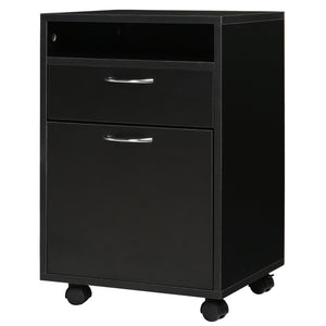 English Elm Mobile Rolling Under Desk Cabinet with Open Shelf Drawer and Locking Wheels for Office T3971P384630