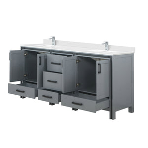 English Elm Dark Grey Double Bath Vanity With Cultured Marble Top, Faucet Set & Ample Storage For Modern Spaces B2731P260639