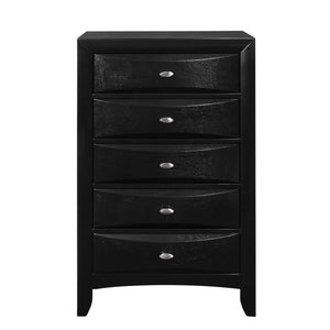 English Elm LUCILLE Spacious Chest of Drawers with Chambered Fronts and Solid Wood Construction, Sleek Tone Finish Black 33.5 L x 18.94 W x 51.06 H B201P294791