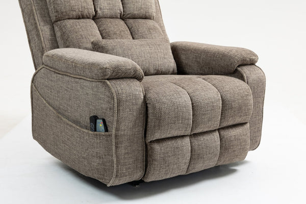 English Elm Oversized Power Lift Recliner Chair with Massage Heating and Usb Charging for Living Room Taupe W547S00072