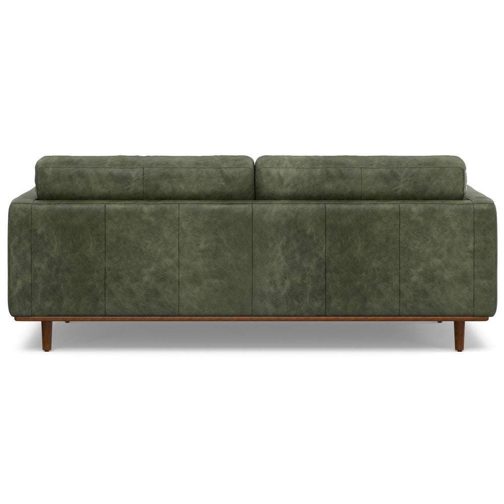 English Elm Morrison 89-Inch Mid-Century Modern Sofa In Moss Green Leather - Comfortable, Durable, Eco-Friendly Design B136P364290