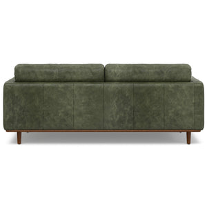 English Elm Morrison 89-Inch Mid-Century Modern Sofa In Moss Green Leather - Comfortable, Durable, Eco-Friendly Design B136P364290