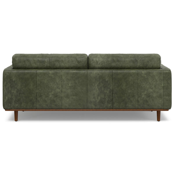 English Elm Morrison 89-Inch Mid-Century Modern Sofa In Moss Green Leather - Comfortable, Durable, Eco-Friendly Design B136P364290