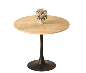English Elm (Natural Wood Color) Modern Round Dining Table with MDF Top & Steel Tulip Base — Sturdy, Easy-Clean, Compact Design for Kitchen, Living Room, Office, 25.6" W2641P362139