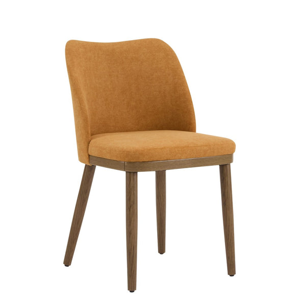 English Elm Dining Chair Set of 2 Mid-century Walnut Wood Frame Upholstered Seat and Back Ginger N771P237036R
