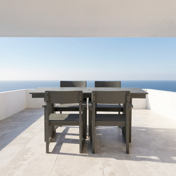 English Elm 5-Piece Eco-Friendly Hdpe Outdoor Dining Set – Weatherproof Table & 4 Armrest Chairs For Comfort W3566S00015