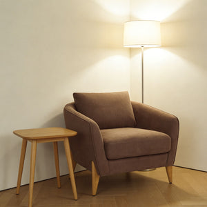 English Elm Accent Armchair Upholstered Low Profile Reading Chair with Lumbar Pillow Modern Living Room Seat Brown W2308P462647