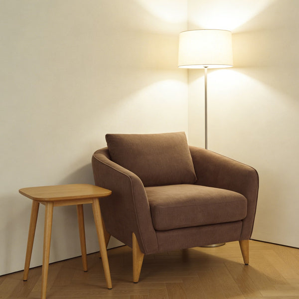 English Elm Accent Armchair Upholstered Low Profile Reading Chair with Lumbar Pillow Modern Living Room Seat Brown W2308P462647
