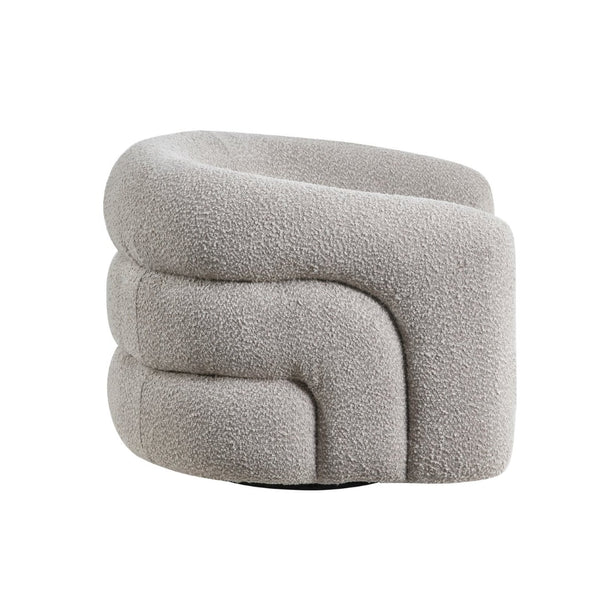 English Elm 1pc Swivel Accent Chair Boucle Upholstered Pocket Coil Seat Modern Living Room B011P329256