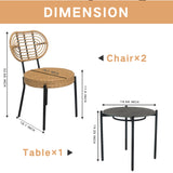 English Elm 3 Pieces Of Luxury Outdoor Wicker Furniture - Patio Bistro Style Table and Chair Combination,Weather-Resistant Pe Wicker Weave, Stainless Steel Fame, Suitable For Garden, Terrace,Backyard Casua