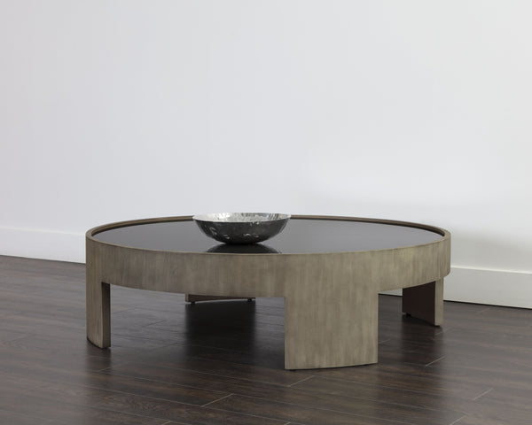 Sunpan Brunetto Coffee Table - Stylish Modern Design with Top Grain Leather Upholstery and Durable Frame Ash Grey, Ash Grey