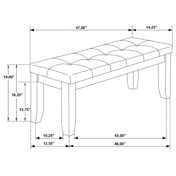 English Elm Erskin Button Tufted Upholstered Bench Rubberwood Frame Slim Dining Room Seat B062P441082