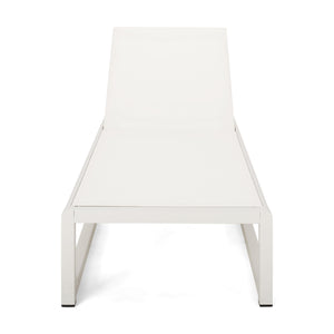 English Elm Christopher Knight Home® - MODESTA Chaise Lounge Set with Rust‑Resistant Aluminum Frame, Breathable Mesh, 5‑Position Adjustable Comfort White 62397.00WHIMP2