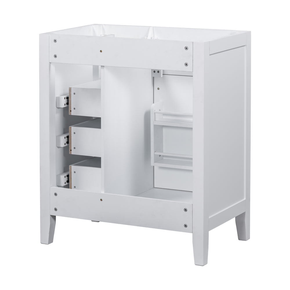English Elm 30" Modern Bathroom Vanity Cabinet Base with 3 Drawers, Solid Frame MDF, Undermount Ready, 200lb Capacity White WF321000AAK