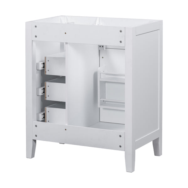 English Elm 30" Modern Bathroom Vanity Cabinet Base with 3 Drawers, Solid Frame MDF, Undermount Ready, 200lb Capacity White WF321000AAK
