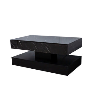 English Elm 16.93IN LED Coffee Table with Remote RGB Lighting, Spacious Drawer Storage, Modern Durable Design Black W331P269986
