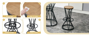 English Elm Single Package Industrial Bar Set Round Mdf Top with Metal Frame Seats 2 for Kitchen Black,Wood W1151P434793