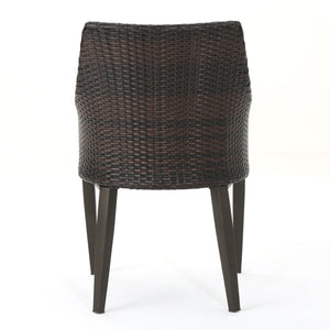 English Elm Christopher Knight Home® - HILLHURST Woven Rattan Outdoor Chair Set of 2 with Water-Resistant Cushions, Weatherproof Metal Frame Brown 61563.00MBRN