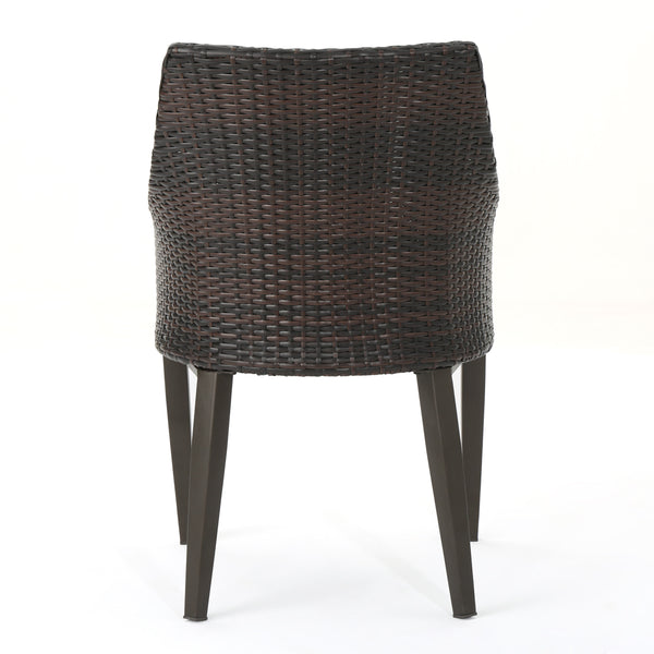 English Elm Christopher Knight Home® - HILLHURST Woven Rattan Outdoor Chair Set of 2 with Water-Resistant Cushions, Weatherproof Metal Frame Brown 61563.00MBRN