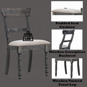 English Elm Set Of 2 Dining Chairs With Padded Cushions - Light Brown & Weathered Gray For Ultimate Comfort B016P314430-GIGA