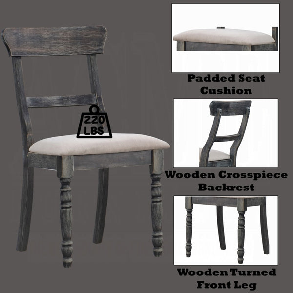 English Elm Set Of 2 Dining Chairs With Padded Cushions - Light Brown & Weathered Gray For Ultimate Comfort B016P314430-GIGA