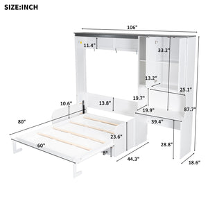 English Elm Multi-Functional Murphy Bed: Stylish Queen System With Sofa, Desk & Storage For Space-Saving Living N7090000606K