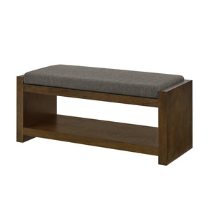 English Elm 40" Accent Bench with Lower Shelf Shoe Rack, Removable Padded Cushion, Modern Entryway Storage Stool Granite W2186P292146